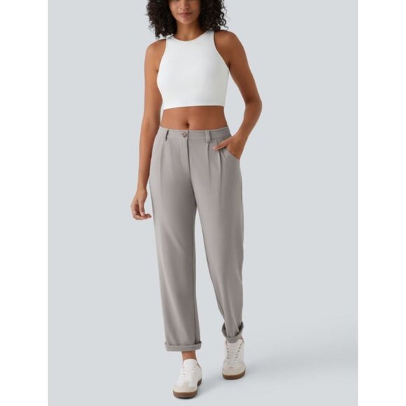 Halara Mid Rise Zipper Pocket Waffle Casual Pants Sz Large Womens Gray - Picture 1 of 12